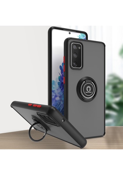 Samsung Galaxy S20 Fe 5G/S20 Fe 2022 Için Yüzük Stand Mat Sert Silikon Telefon Kılıfı - Siyah/kırmızı (Yurt Dışından)