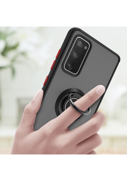 Samsung Galaxy S20 Fe 5G/S20 Fe 2022 Için Yüzük Stand Mat Sert Silikon Telefon Kılıfı - Siyah/kırmızı (Yurt Dışından) indirimleri