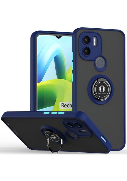 Xiaomi Redmi A1+ Için Yüzük Stand Mat Sert Silikon Telefon Kılıfı - Mavi (Yurt Dışından)