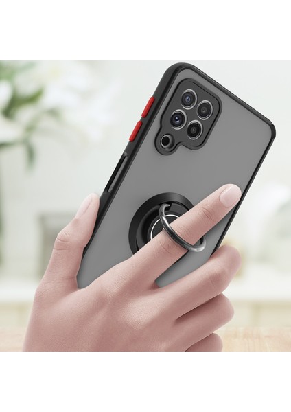 Samsung Galaxy A22 4g Için Yüzük Stand Mat Sert Silikon Telefon Kılıfı - Kırmızı (Yurt Dışından) indirimleri