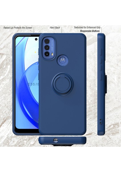 Motorola Moto E20 / E30 / E40 Için Ince Silikon Yüzük Stand Telefon Kılıfı - Koyu Kırmızı (Yurt Dışından) modelleri