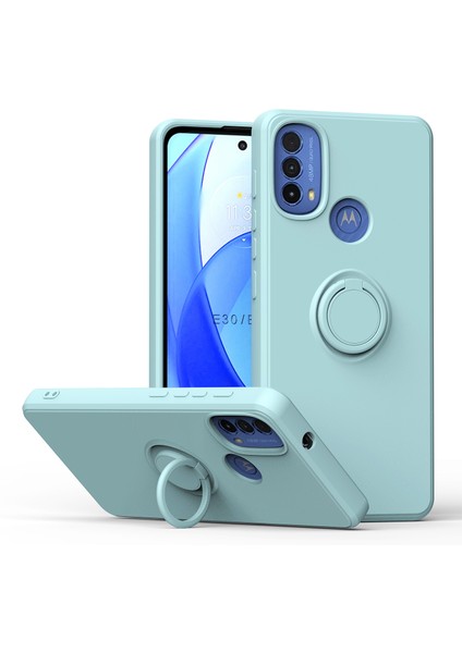 Motorola Moto E20 / E30 / E40 Için Ince Silikon Yüzük Stand Telefon Kılıfı - Açık Yeşil (Yurt Dışından)