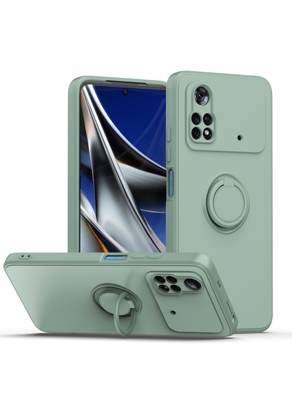 Xiaomi Poco M4 Pro 4g Için Ince Silikon Yüzük Stand Telefon Kılıfı - Açık Yeşil (Yurt Dışından)