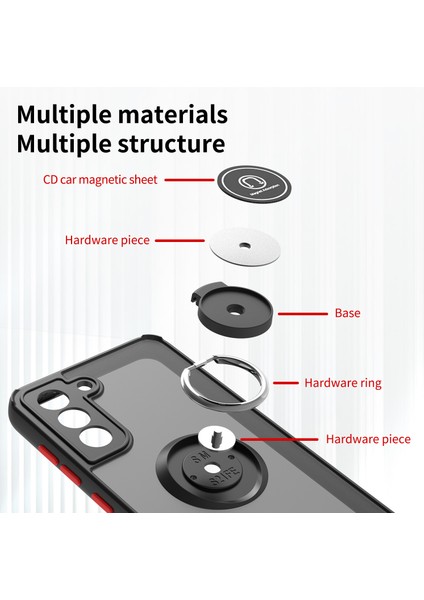 Samsung Galaxy S21 Fe 5g Için Yüzük Stand Mat Sert Silikon Telefon Kılıfı - Açık Mavi (Yurt Dışından) modelleri