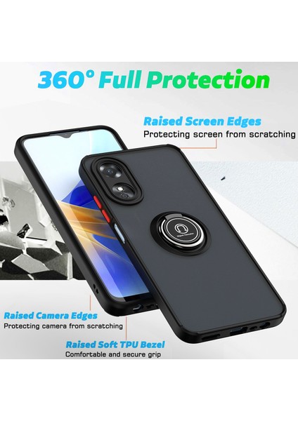 Oppo A17 Için Yüzük Stand Mat Sert Silikon Telefon Kılıfı - Mavi (Yurt Dışından) fiyatları
