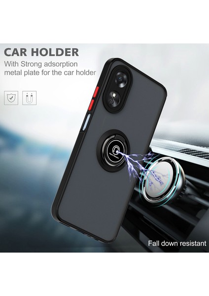 Oppo A17 Için Yüzük Stand Mat Sert Silikon Telefon Kılıfı - Mavi (Yurt Dışından) fırsatları