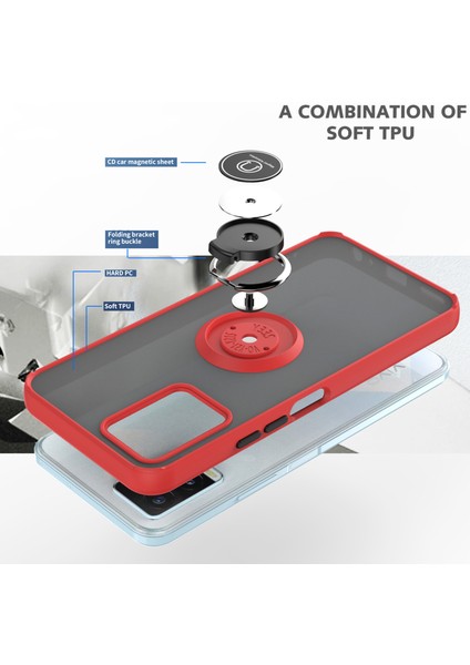 Vıvo Y21 Için Yüzük Stand Mat Sert Silikon Telefon Kılıfı - Mavi (Yurt Dışından) modelleri