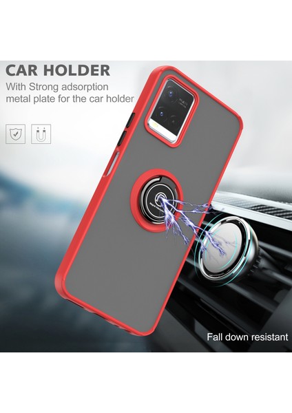 Vıvo Y21 Için Yüzük Stand Mat Sert Silikon Telefon Kılıfı - Mavi (Yurt Dışından) fırsatları