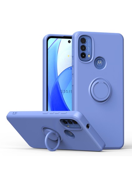 Motorola Moto E20 / E30 / E40 Için Ince Silikon Yüzük Stand Telefon Kılıfı - Açık Mor (Yurt Dışından)