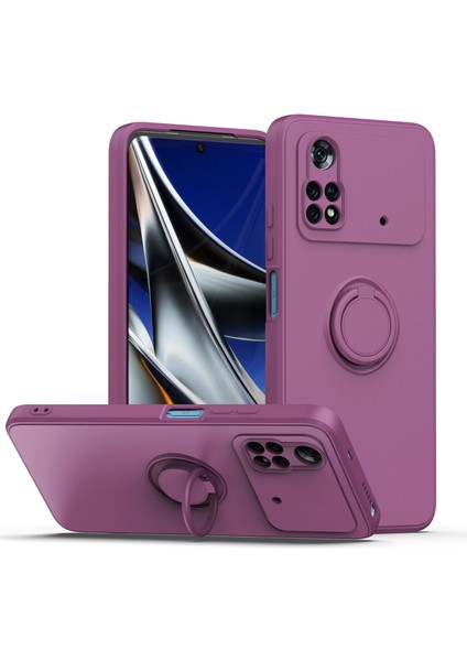 Xiaomi Poco M4 Pro 4g Için Ince Silikon Yüzük Stand Telefon Kılıfı - Mor (Yurt Dışından)