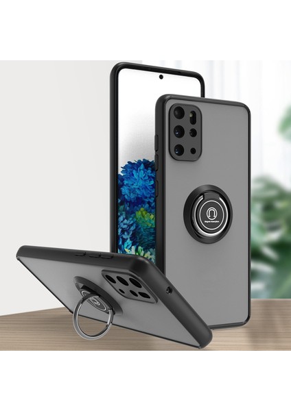 Samsung Galaxy S20 Plus Için Yüzük Stand Mat Sert Silikon Telefon Kılıfı - Siyah (Yurt Dışından)