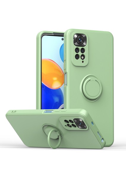 Xiaomi Redmi Note 11 / Note 11S Için Ince Silikon Yüzük Stand Telefon Kılıfı - Turkuaz (Yurt Dışından)