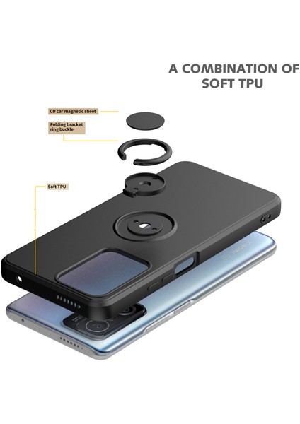 Xiaomi 11T / Xiaomi 11T Pro Için Ince Silikon Yüzük Stand Telefon Kılıfı - Kırmızı (Yurt Dışından) fiyatları