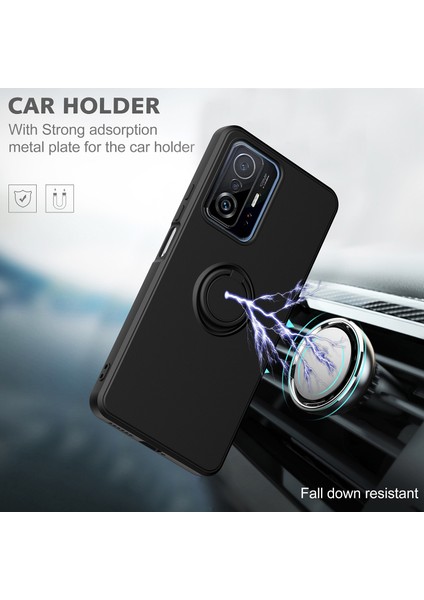 Xiaomi 11T / Xiaomi 11T Pro Için Ince Silikon Yüzük Stand Telefon Kılıfı - Kırmızı (Yurt Dışından) fırsatları