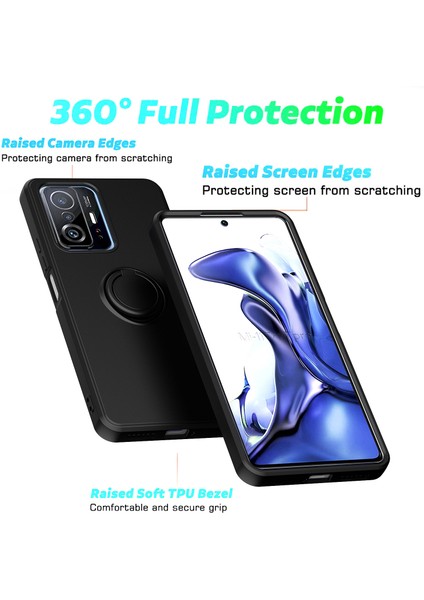 Xiaomi 11T / Xiaomi 11T Pro Için Ince Silikon Yüzük Stand Telefon Kılıfı - Kırmızı (Yurt Dışından) indirimleri