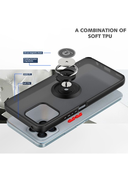 Honor X8 Için Yüzük Stand Mat Sert Silikon Telefon Kılıfı - Koyu Yeşil (Yurt Dışından) modelleri
