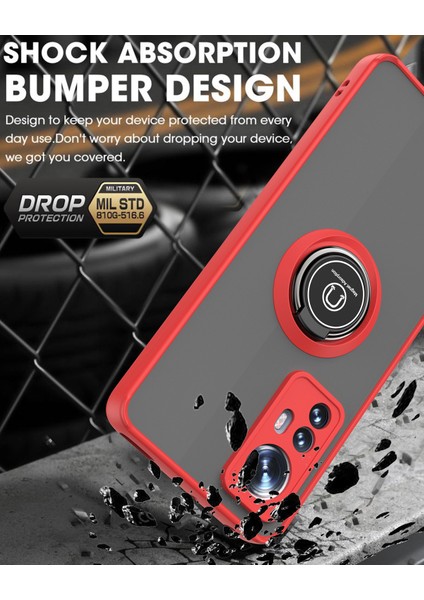 Xiaomi 12 / Xiaomi 12X Için Yüzük Stand Mat Sert Silikon Telefon Kılıfı - Siyah (Yurt Dışından) indirimleri