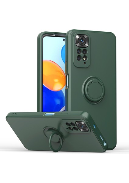 Xiaomi Redmi Note 11 Pro 5g/4g Için Ince Silikon Yüzük Stand Telefon Kılıfı - Yeşil (Yurt Dışından)