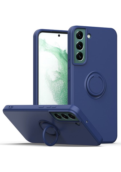 Samsung Galaxy S21 Fe 5g Için Ince Silikon Yüzük Stand Telefon Kılıfı - Mavi (Yurt Dışından)