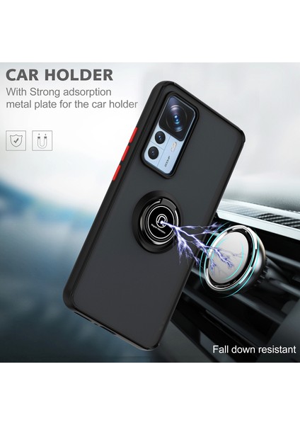 Xiaomi 12T / Xiaomi 12T Pro Için Yüzük Stand Mat Sert Silikon Telefon Kılıfı - Mavi (Yurt Dışından) fırsatları