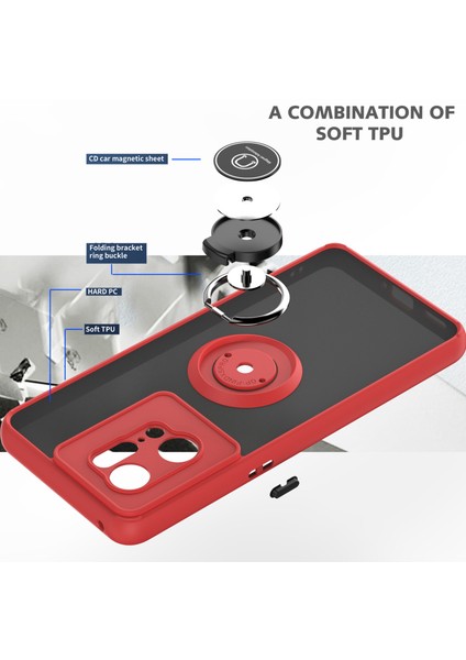 Oppo Find X5 Pro Için Yüzük Stand Mat Sert Silikon Telefon Kılıfı - Siyah (Yurt Dışından) modelleri