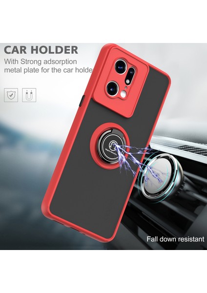 Oppo Find X5 Pro Için Yüzük Stand Mat Sert Silikon Telefon Kılıfı - Siyah (Yurt Dışından) fırsatları