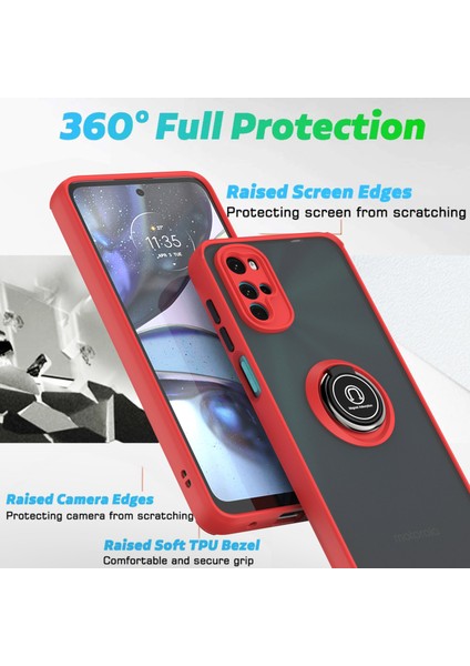 Motorola Moto G22 Için Yüzük Stand Mat Sert Silikon Telefon Kılıfı - Açık Mavi (Yurt Dışından) fiyatları