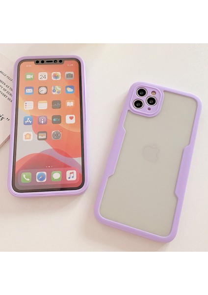 iPhone 11 Pro Max Için Yumuşak Tpu Ekran Koruyucu Telefon Kılıfı - Mor (Yurt Dışından)