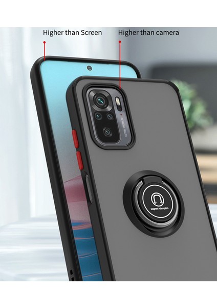 Xiaomi Redmi Note 10 4g / Note 10S Için Yüzük Stand Mat Sert Silikon Telefon Kılıfı - Açık Mavi (Yurt Dışından) fiyatları