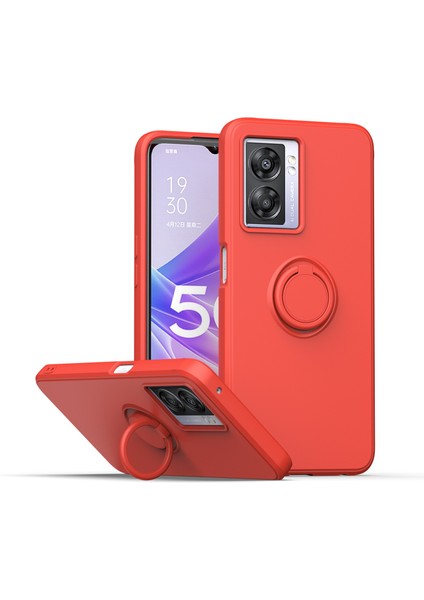 Oppo A57 5g Için Ince Silikon Yüzük Stand Telefon Kılıfı - Kırmızı (Yurt Dışından)