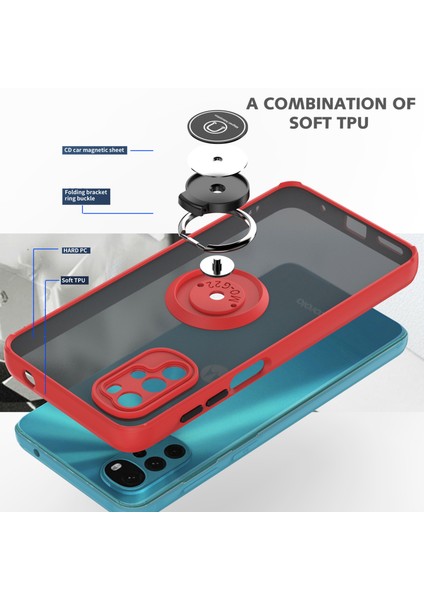 Motorola Moto G22 Için Yüzük Stand Mat Sert Silikon Telefon Kılıfı - Yeşil (Yurt Dışından) modelleri