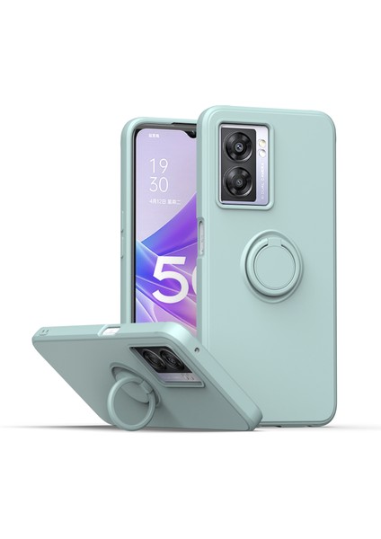 Oppo A57 5g Için Ince Silikon Yüzük Stand Telefon Kılıfı - Açık Yeşil (Yurt Dışından)