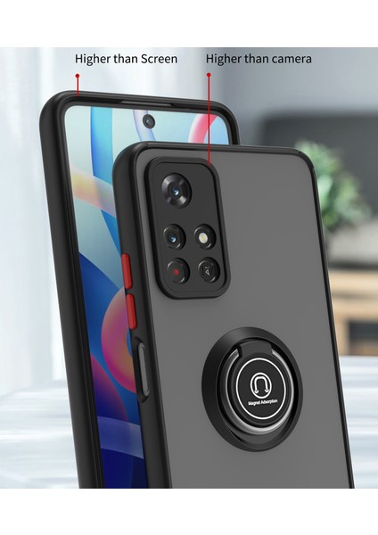 Xiaomi Poco M4 Pro 5g Için Yüzük Stand Mat Sert Silikon Telefon Kılıfı - Kırmızı (Yurt Dışından) fiyatları