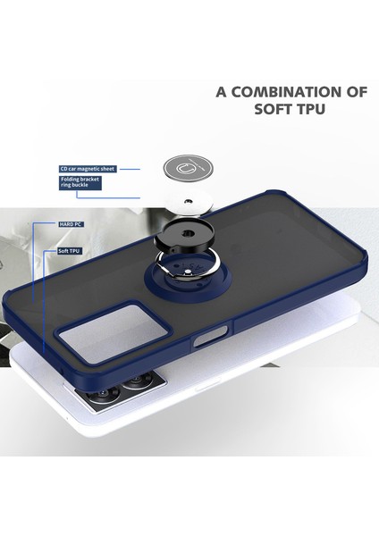 Oppo A57 5g Için Yüzük Stand Mat Sert Silikon Telefon Kılıfı - Kırmızı (Yurt Dışından) modelleri