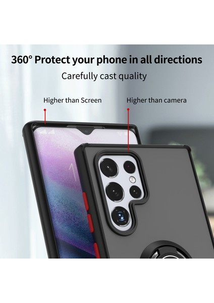 Samsung Galaxy S22 Ultra 5g Için Yüzük Stand Mat Sert Silikon Telefon Kılıfı - Açık Mavi (Yurt Dışından) fiyatları