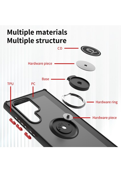 Samsung Galaxy S22 Ultra 5g Için Yüzük Stand Mat Sert Silikon Telefon Kılıfı - Açık Mavi (Yurt Dışından) modelleri