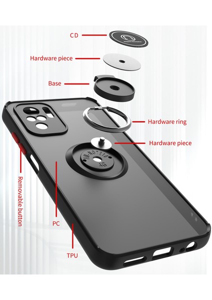 Xiaomi Redmi Note 10 Pro / Note 10PRO Max Için Yüzük Stand Mat Sert Silikon Telefon Kılıfı - Açık Mavi (Yurt Dışından) modelleri