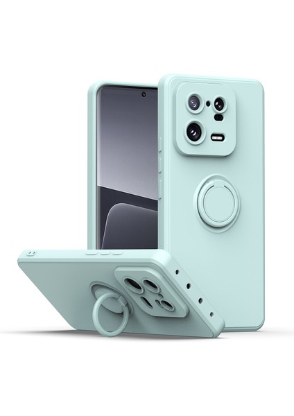 Xiaomi 13 Pro Için Ince Silikon Yüzük Stand Telefon Kılıfı - Açık Yeşil (Yurt Dışından)