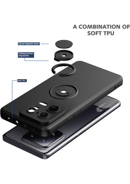 Xiaomi 13 Pro Için Ince Silikon Yüzük Stand Telefon Kılıfı - Açık Yeşil (Yurt Dışından)