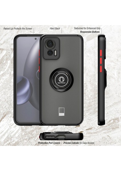 Motorola Edge 30 Neo Için Yüzük Stand Mat Sert Silikon Telefon Kılıfı - Kırmızı (Yurt Dışından) fiyatları