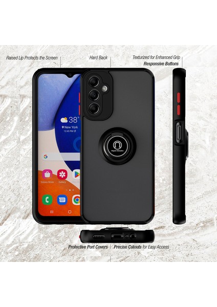 Samsung Galaxy A14 5g Için Yüzük Stand Mat Sert Silikon Telefon Kılıfı - Sarı (Yurt Dışından)