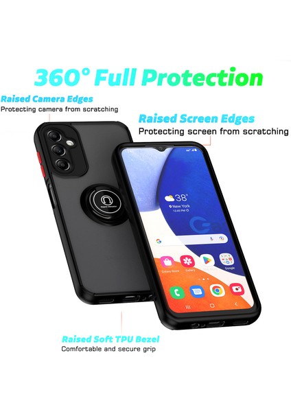 Samsung Galaxy A14 5g Için Yüzük Stand Mat Sert Silikon Telefon Kılıfı - Sarı (Yurt Dışından)
