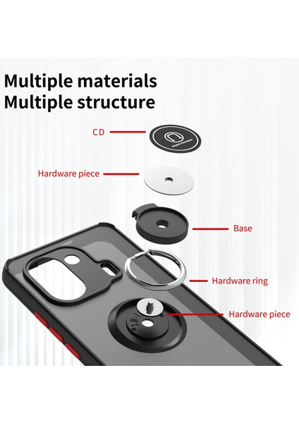 Xiaomi Mi 11 Pro Için Yüzük Stand Mat Sert Silikon Telefon Kılıfı - Açık Mavi (Yurt Dışından)