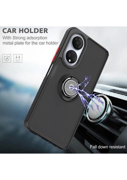 Honor X7 Için Yüzük Stand Mat Sert Silikon Telefon Kılıfı - Siyah (Yurt Dışından) fırsatları