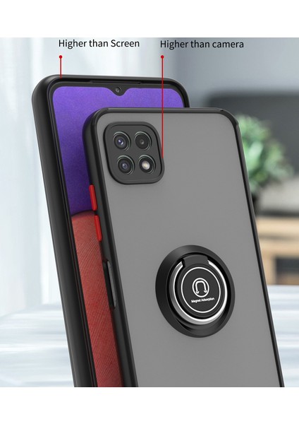 Samsung Galaxy A22 5g Için Yüzük Stand Mat Sert Silikon Telefon Kılıfı - Yeşil (Yurt Dışından) fiyatları