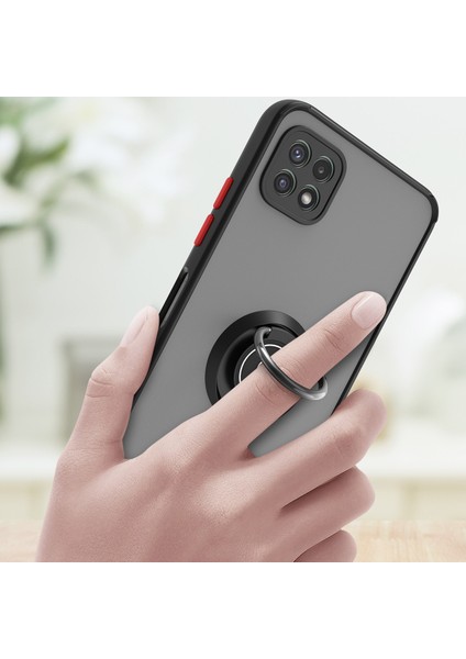 Samsung Galaxy A22 5g Için Yüzük Stand Mat Sert Silikon Telefon Kılıfı - Yeşil (Yurt Dışından) indirimleri