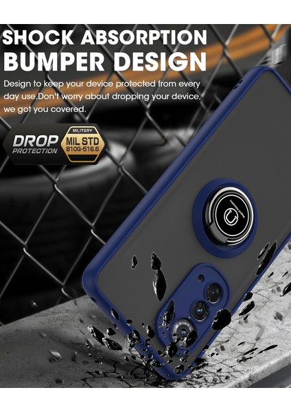 Motorola Edge 2022 Için Yüzük Stand Mat Sert Silikon Telefon Kılıfı - Açık Mavi (Yurt Dışından) indirimleri