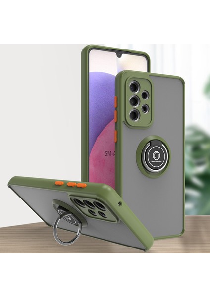 Samsung Galaxy A33 5g Için Yüzük Stand Mat Sert Silikon Telefon Kılıfı - Yeşil (Yurt Dışından)