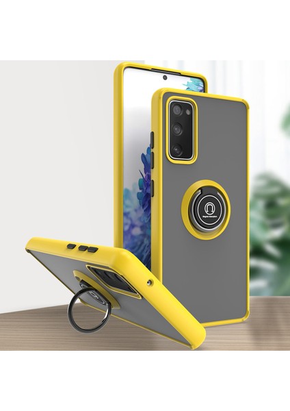 Samsung Galaxy S20 Fe 5G/S20 Fe 2022 Için Yüzük Stand Mat Sert Silikon Telefon Kılıfı - Sarı (Yurt Dışından)