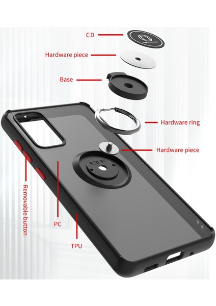 Samsung Galaxy S20 Fe 5G/S20 Fe 2022 Için Yüzük Stand Mat Sert Silikon Telefon Kılıfı - Sarı (Yurt Dışından) modelleri